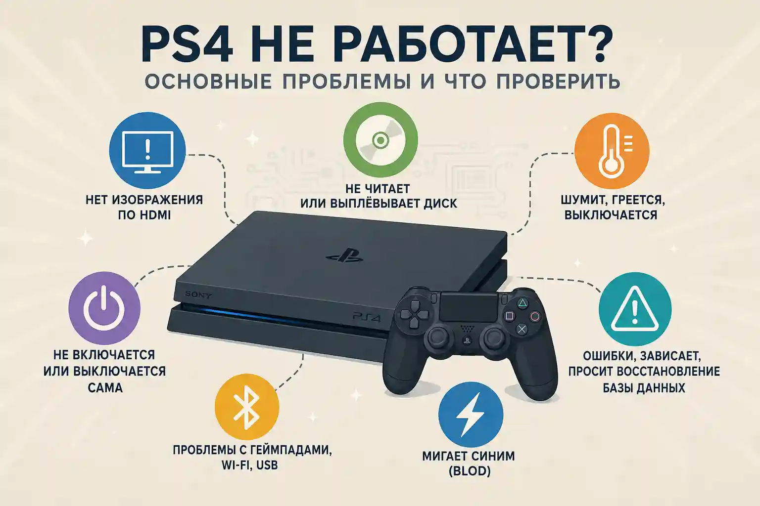 PS4 не работает — основные неисправности и ремонт в Могилёве
