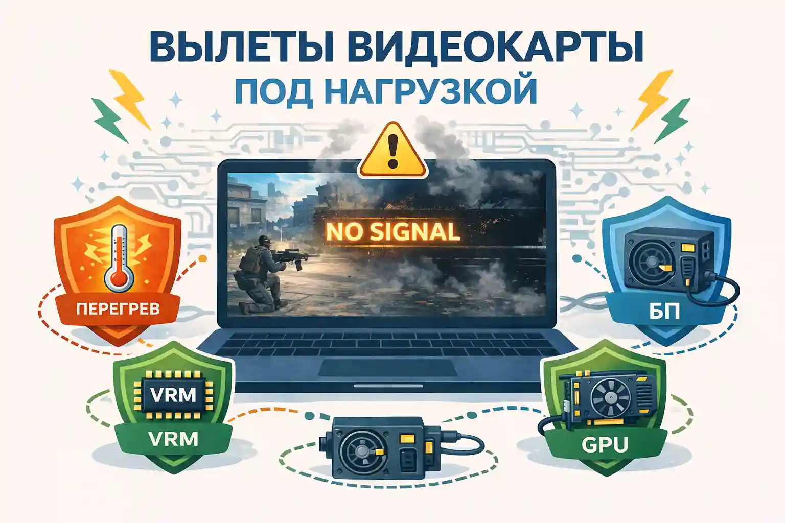 Вылеты видеокарты под нагрузкой: VRM, блок питания или дефект платы