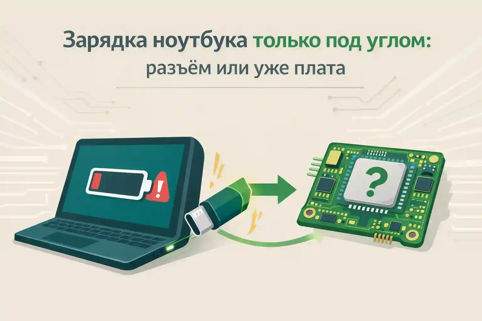 Зарядка ноутбука только под углом